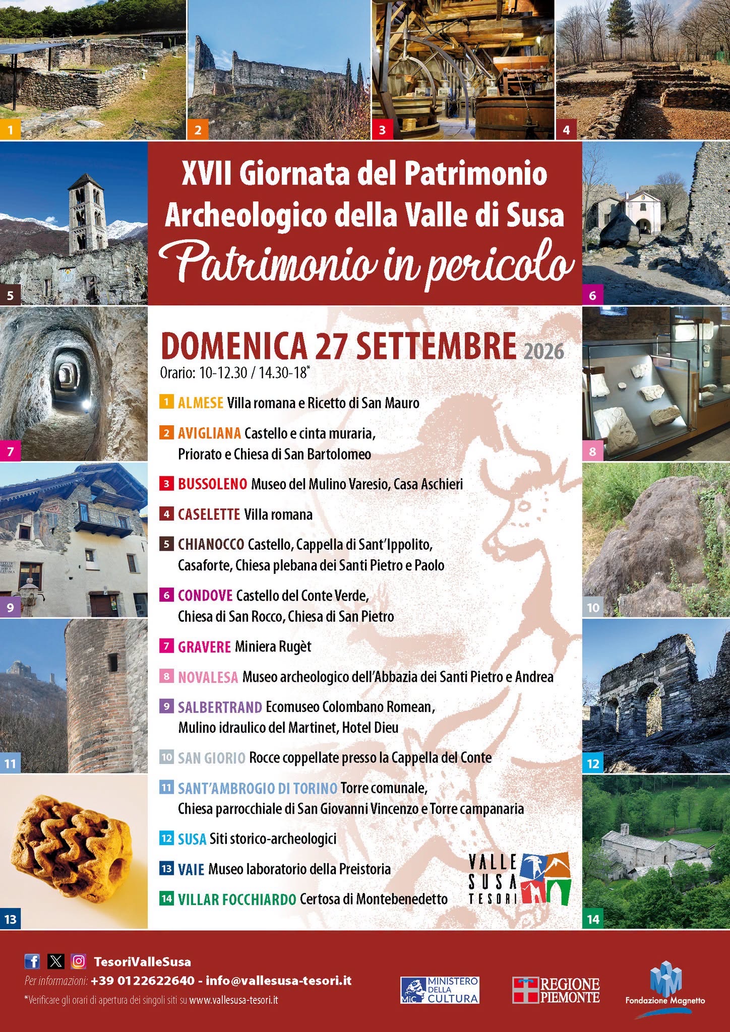 Ville romane di Almese e Caselette e Area Primavalle: XVII Giornata del Patrimonio Archeologico della Valle di Susa