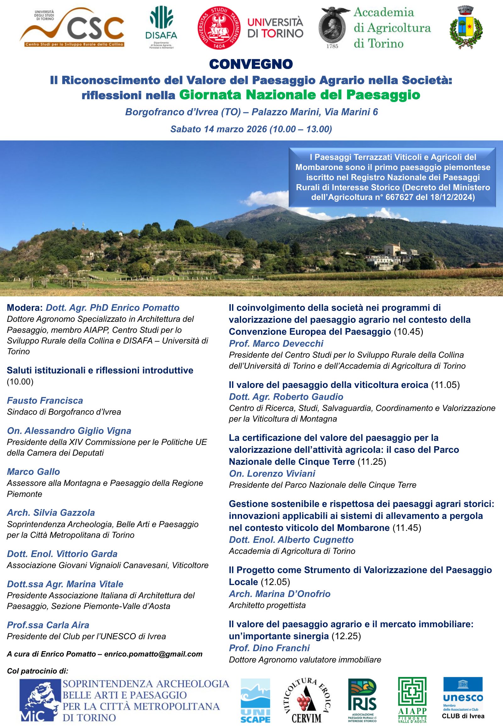 Il riconoscimento del valore del paesaggio agrario nella società: riflessioni nella Giornata Nazionale del Paesaggio